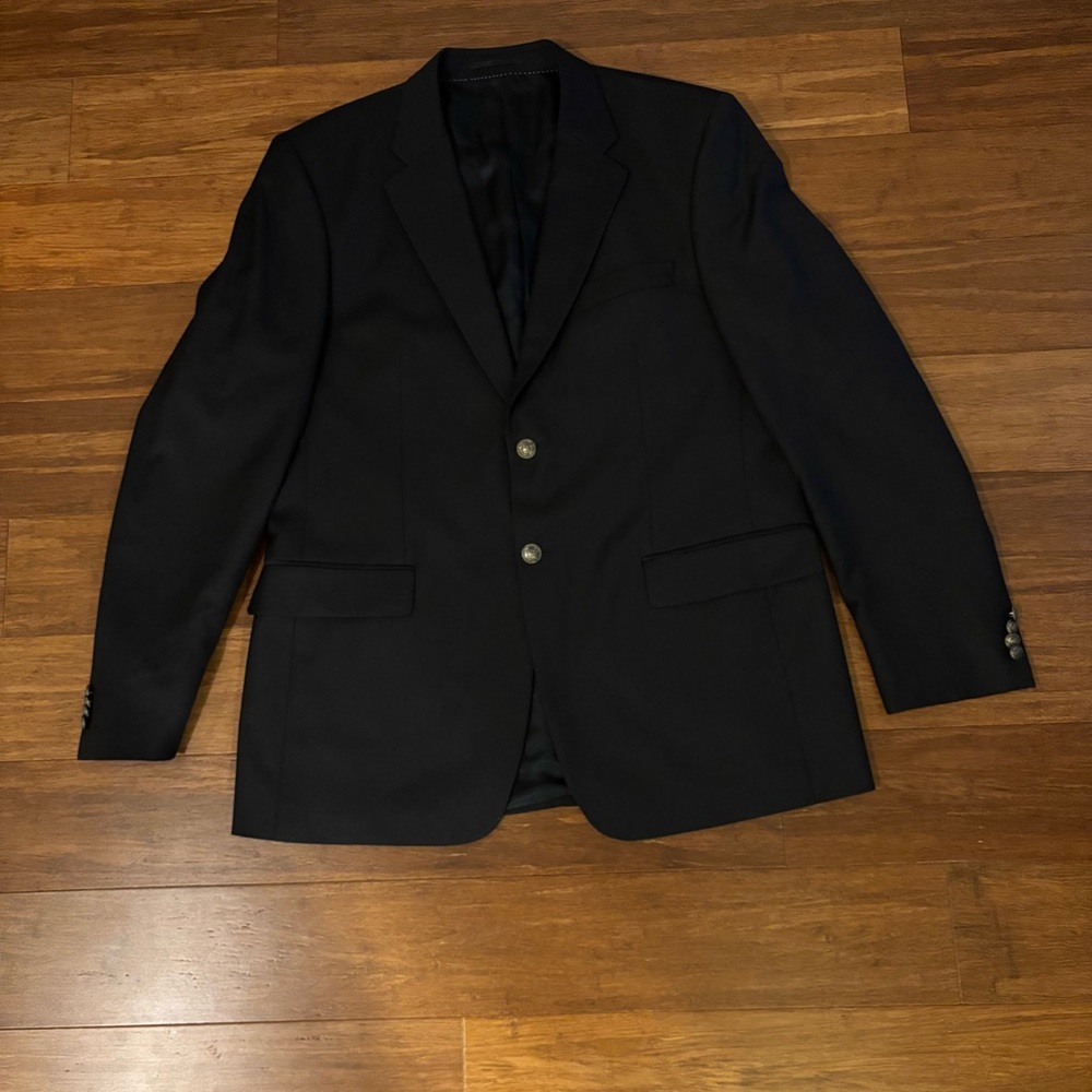 Andrew Scott Men's Navy Blue 100% Wool Blazer Sport Coat - 42 US / 52 EU